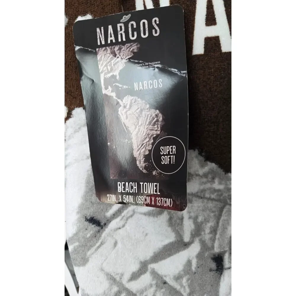 Narcos Beach Towel Cocaine Map Graphic 27x54 Super Soft TV Show New